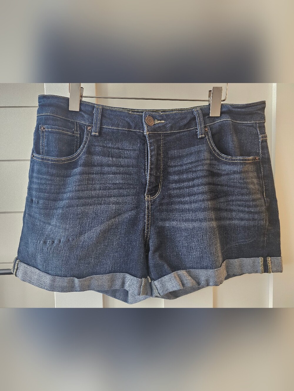 Time and Tru Dark Blue Boyfriend Denim Shorts